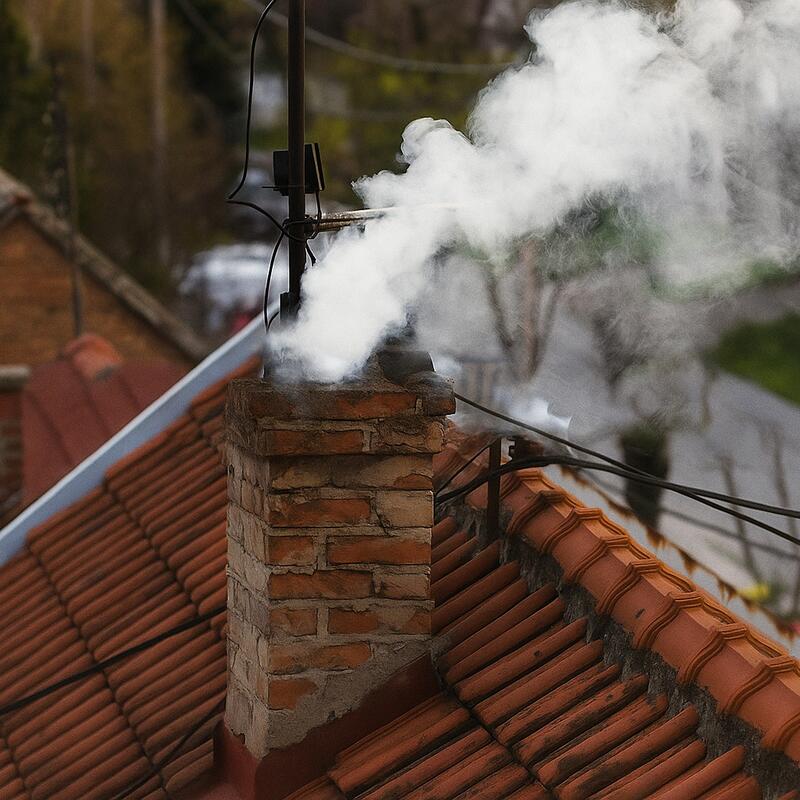 Schoorsteen met rook